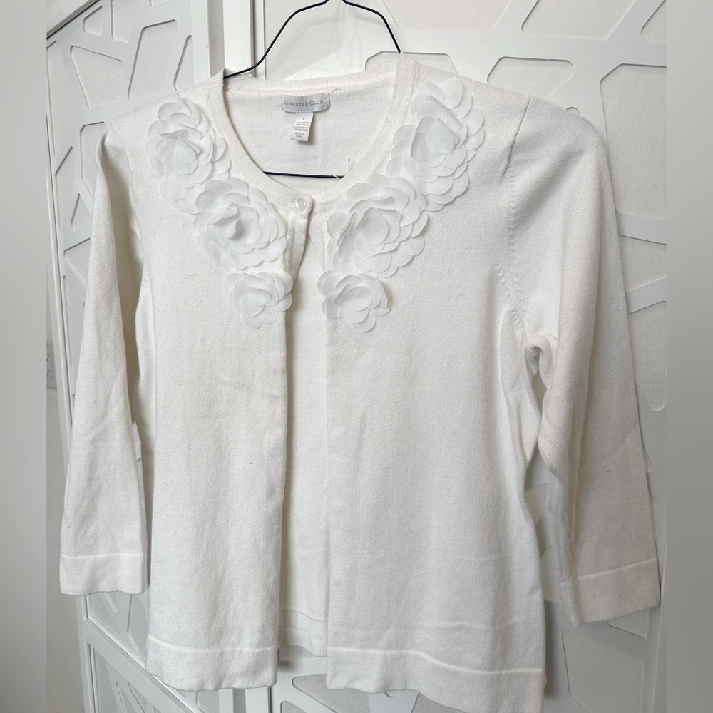 White Floral Cardigan